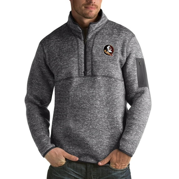 Men's Antigua Charcoal Florida State Seminoles Fortune Big & Tall Quarter-Zip Pullover Jacket
