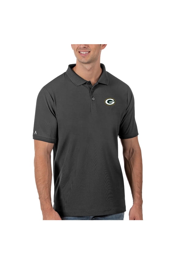 Men's Antigua Charcoal Green Bay Packers Legacy Pique Polo