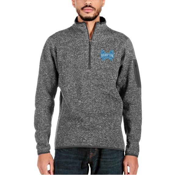 Men's Antigua Charcoal Hampton Pirates Fortune Quarter-Zip Pullover Jacket