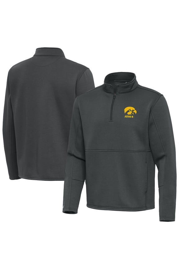 Men's Antigua Charcoal Iowa Hawkeyes Twist Quarter-Zip Jacket