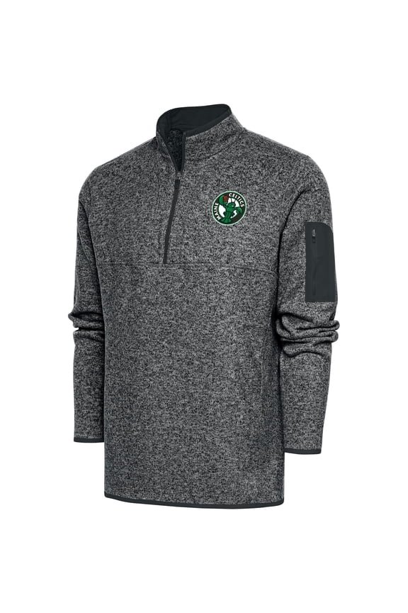 Men's Antigua Charcoal Maine Celtics Fortune Quarter-Zip Pullover Jacket