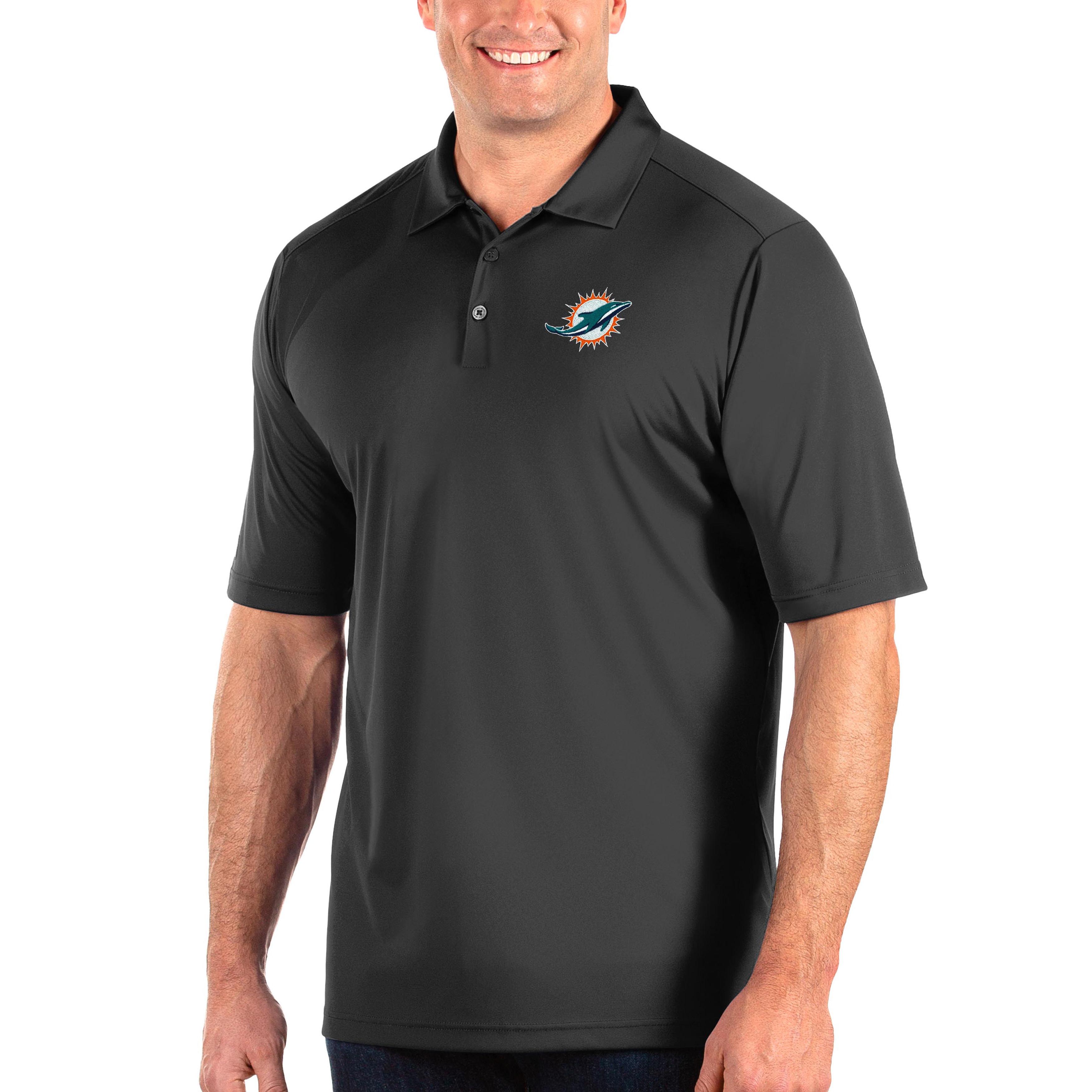 Men's Antigua Charcoal Miami Dolphins Tribute Big & Tall Polo - image 1 of 1