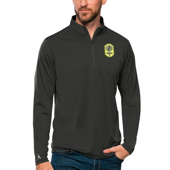 Men's Antigua Charcoal Nashville SC Tribute Quarter-Zip Pullover Top