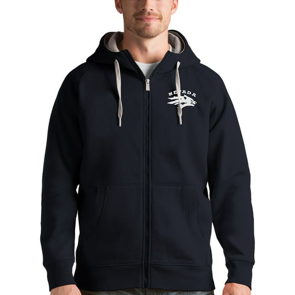 Men's Antigua Charcoal Nevada Wolf Pack Victory Full-Zip Hoodie