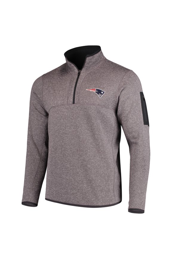 Men's Antigua Charcoal New England Patriots Fortune Quarter-Zip Pullover Jacket