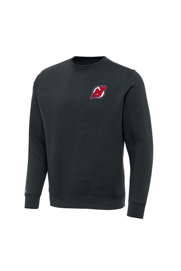 Men's Antigua Charcoal New Jersey Devils Victory Crewneck Pullover Sweatshirt