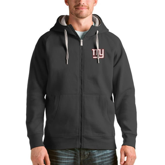 Men's Antigua Charcoal New York Giants Victory Full-Zip Hoodie