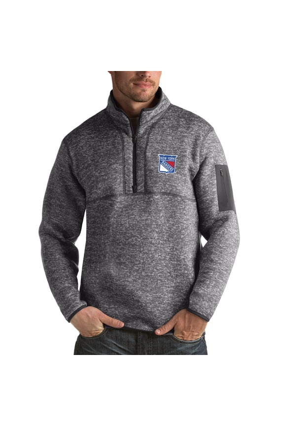 Men's Antigua Charcoal New York Rangers Fortune 1/2-Zip Pullover Jacket