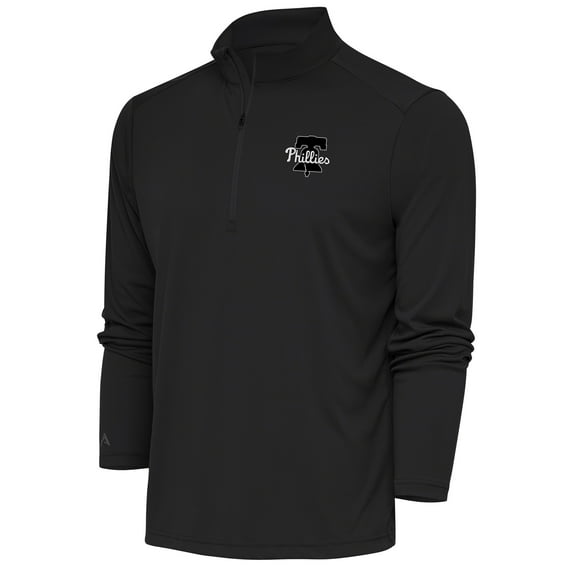 Men's Antigua Charcoal Philadelphia Phillies Metallic Tribute Quarter-Zip Top