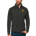 thumbnail image 1 of Men's Antigua Charcoal Pittsburgh Pirates Tribute Quarter-Zip Pullover Top, 1 of 1