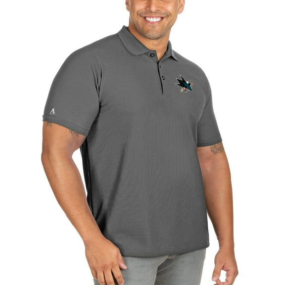 Men's Antigua Charcoal San Jose Sharks Big & Tall Legacy Pique Polo