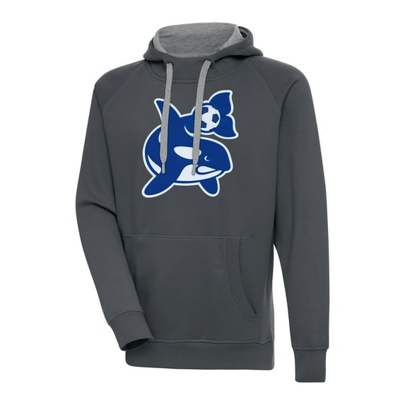 Men's Antigua Charcoal Seattle Sounders FC Orca Logo Victory Pullover Hoodie