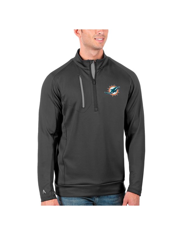 Men's Antigua Charcoal/Silver Miami Dolphins Generation Quarter-Zip Pullover Jacket