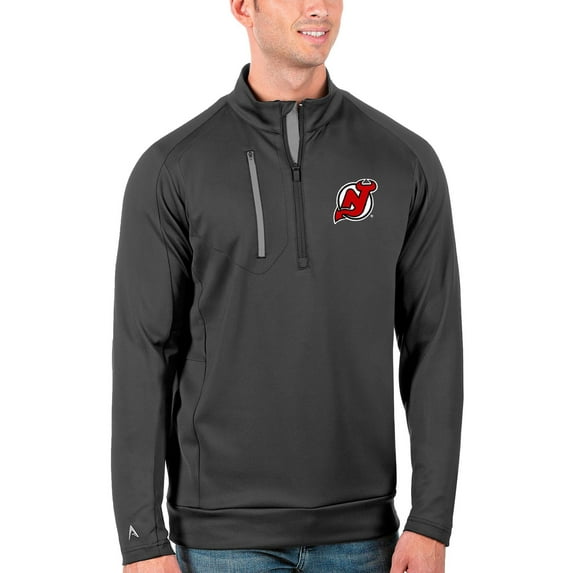 Men's Antigua Charcoal/Silver New Jersey Devils Generation Quarter-Zip Pullover Jacket