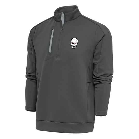 Men's Antigua Charcoal/Silver "Stone Cold" Steve Austin Generation Quarter-Zip Pullover Top