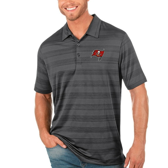 Men's Antigua Charcoal Tampa Bay Buccaneers Compass Polo
