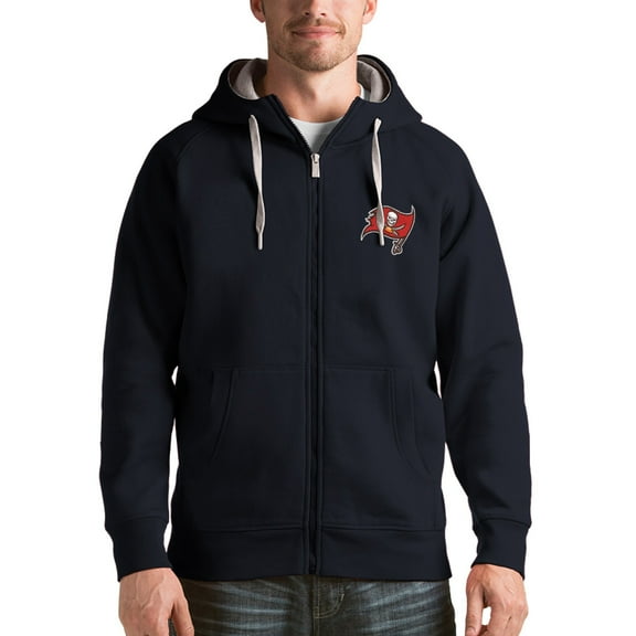 Men's Antigua Charcoal Tampa Bay Buccaneers Victory Full-Zip Hoodie