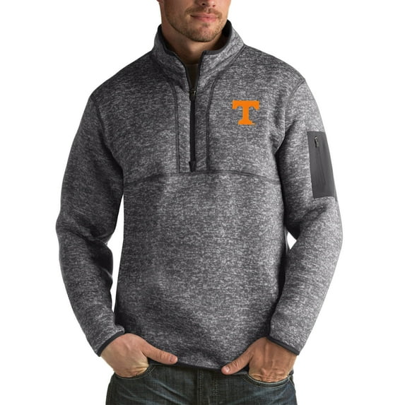 Men's Antigua Charcoal Tennessee Volunteers Fortune Big & Tall Quarter-Zip Pullover Jacket