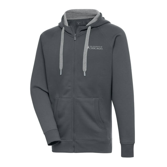 Men's Antigua Charcoal UChicago Maroons Victory Full-Zip Hoodie