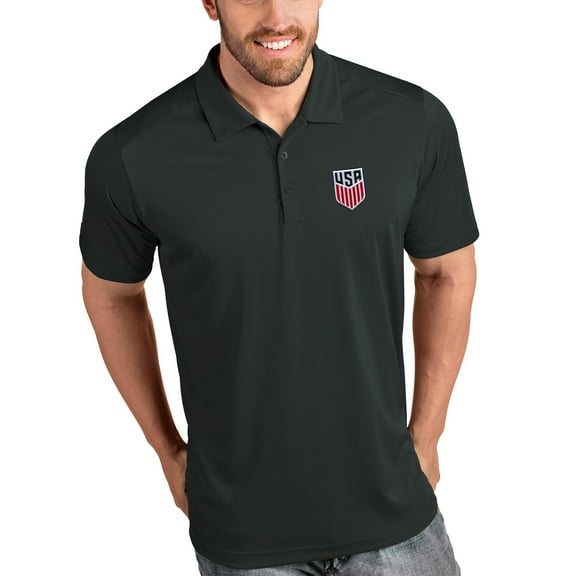 Men's Antigua Charcoal USMNT Tribute Polo