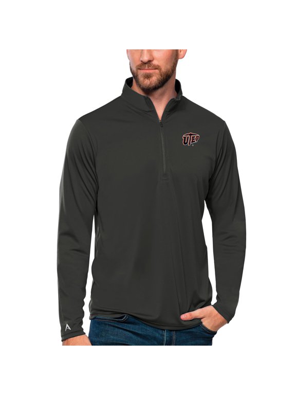Men's Antigua Charcoal UTEP Miners Tribute Quarter-Zip Top