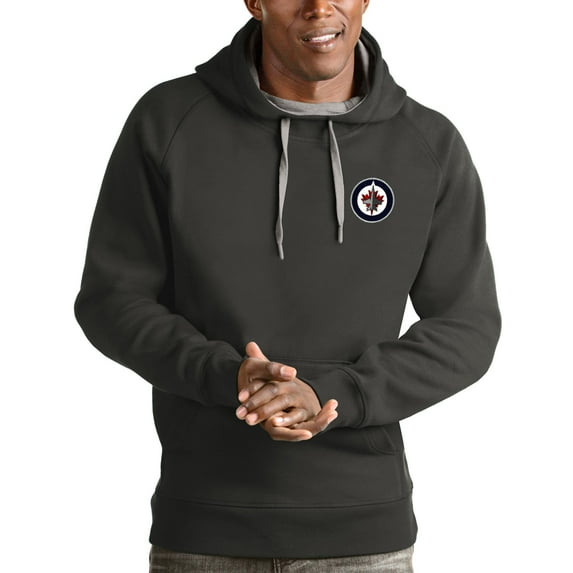 Men's Antigua Charcoal Winnipeg Jets Victory Pullover Hoodie