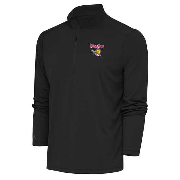 Men's Antigua Charcoal Worcester Red Sox Tribute Quarter-Zip Pullover Top