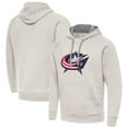 thumbnail image 1 of Men's Antigua Cream Columbus Blue Jackets Big Logo Victory Pullover Hoodie, 1 of 3