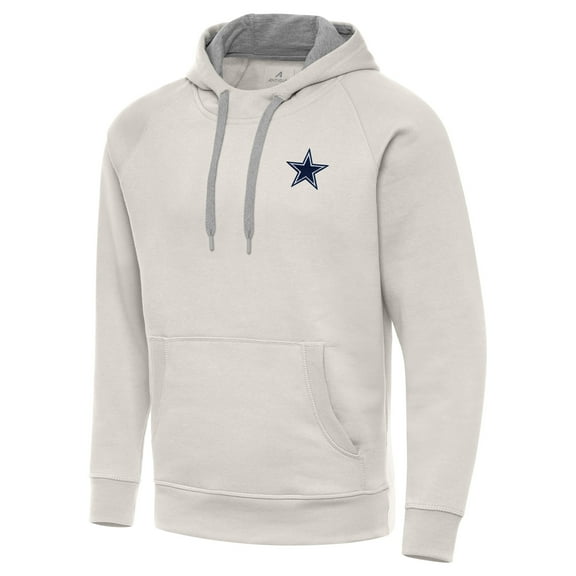 Men's Antigua Cream Dallas Cowboys Victory Raglan Pullover Hoodie