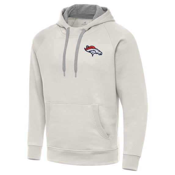Men's Antigua Cream Denver Broncos Victory Raglan Pullover Hoodie