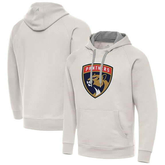 Men's Antigua Cream Florida Panthers Big Logo Victory Pullover Hoodie
