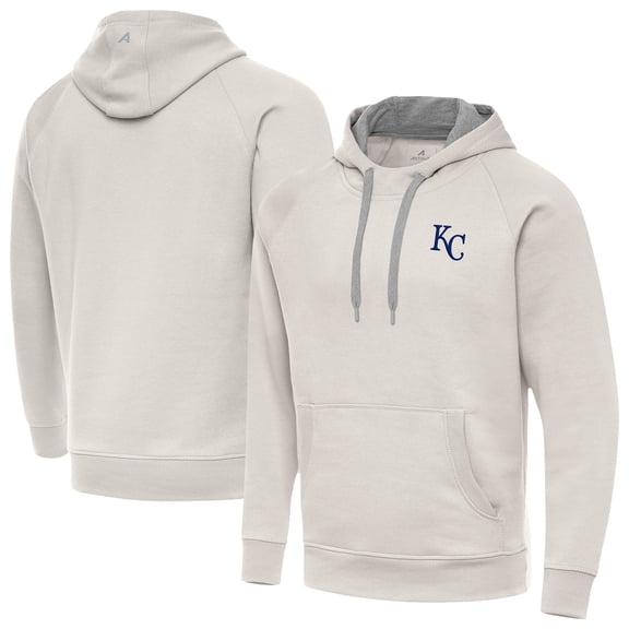 Men's Antigua Cream Kansas City Royals Victory Pullover Hoodie