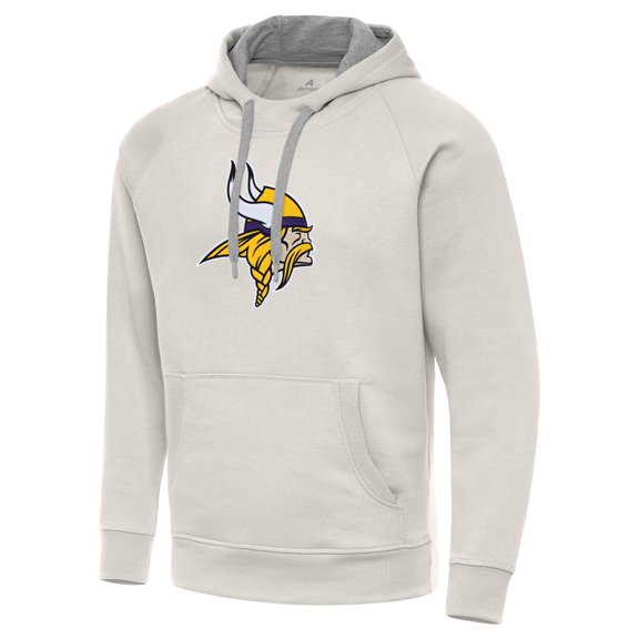 Men's Antigua Cream Minnesota Vikings Victory Raglan Pullover Hoodie