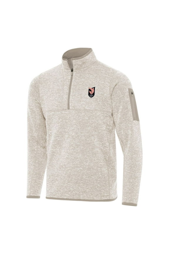 Men's Antigua Cream Angel City FC Fortune Quarter-Zip Jacket