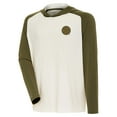 thumbnail image 1 of Men's Antigua Cream/Olive Boston Bruins Intrepid Sand Raglan Long Sleeve Hoodie T-Shirt, 1 of 2