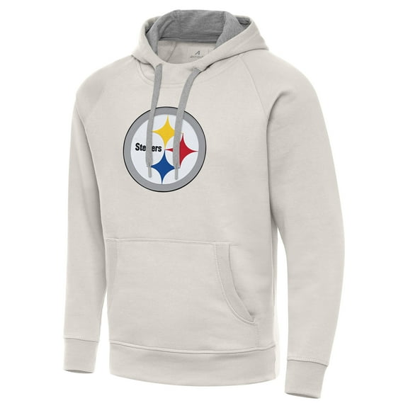 Men's Antigua Cream Pittsburgh Steelers Victory Raglan Pullover Hoodie