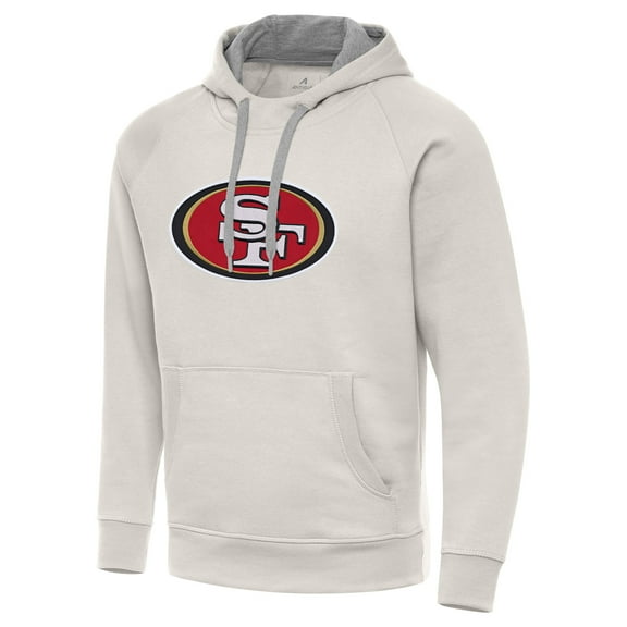 Men's Antigua Cream San Francisco 49ers Victory Raglan Pullover Hoodie