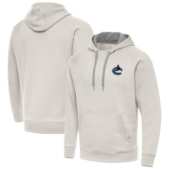 Men's Antigua Cream Vancouver Canucks Victory Pullover Hoodie