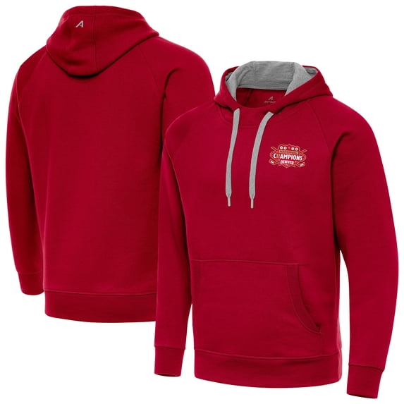 Men's Antigua Crimson Denver Pioneers 2026 NCAA Frozen Four Men's Ice Hockey National Champions Victory Hoodie