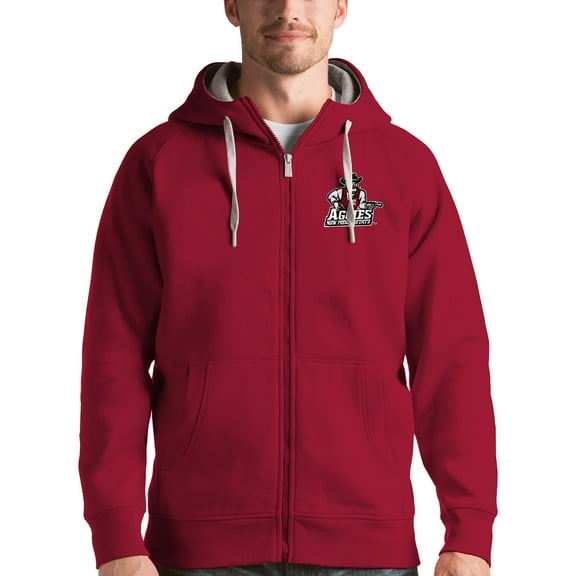 Men's Antigua Crimson New Mexico State Aggies Victory Full-Zip Hoodie