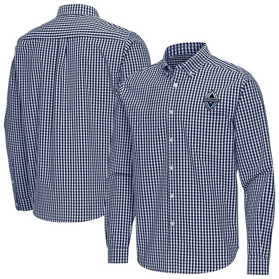 Men's Antigua Deep Sea Blue Vancouver Whitecaps FC Ellis Tri-Blend Long Sleeve Button-Down Shirt