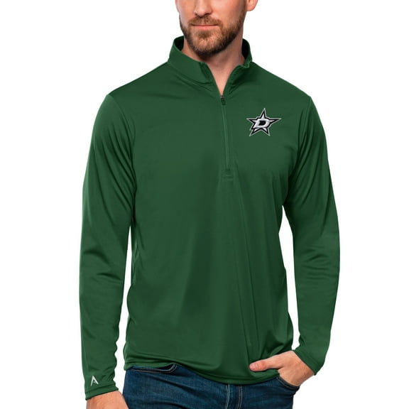 Men's Antigua Forest Green Dallas Stars Tribute Quarter-Zip Pullover Top