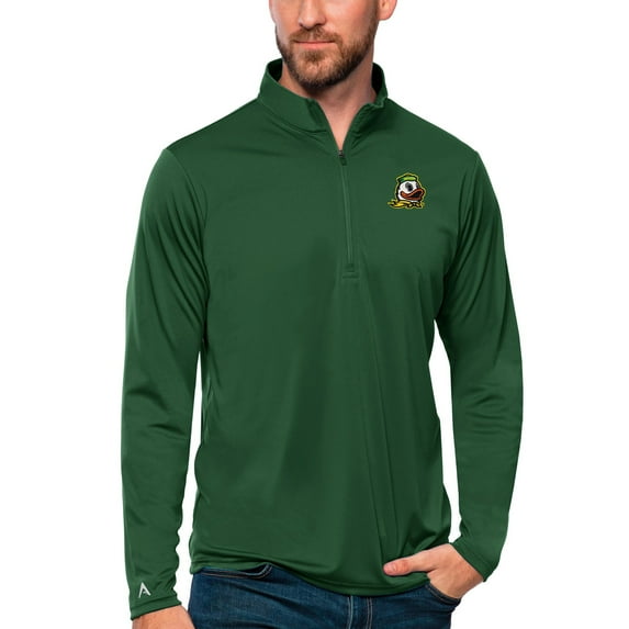 Men's Antigua Forest Green Oregon Ducks Tribute Quarter-Zip Top