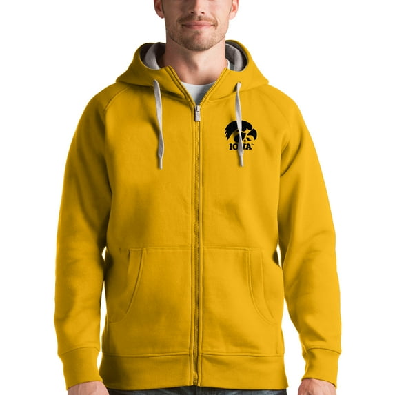Men's Antigua Gold Iowa Hawkeyes Victory Full-Zip Hoodie
