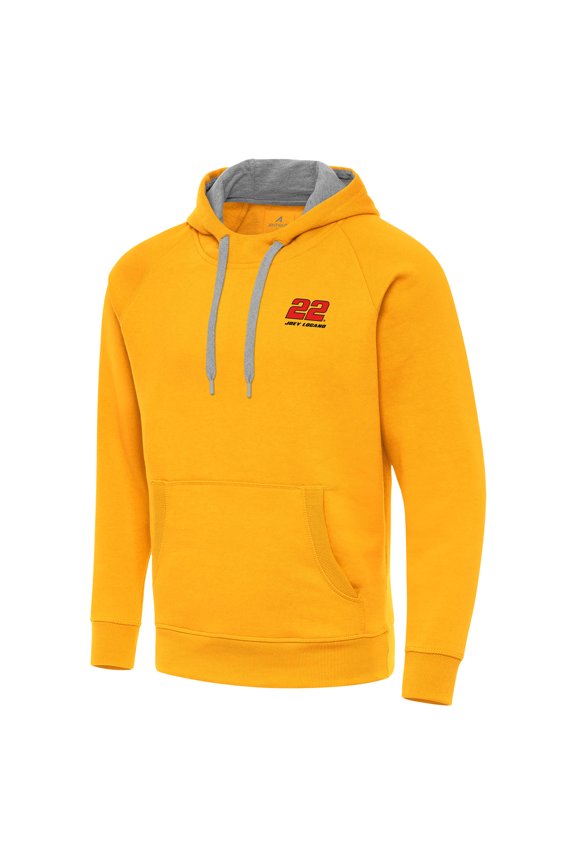 Men's Antigua Gold Joey Logano Victory Pullover Hoodie