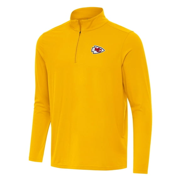 Men's Antigua Gold Kansas City Chiefs Intent Quarter-Zip Pullover Top
