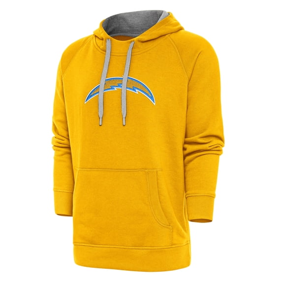 Men's Antigua Gold Los Angeles Chargers Victory Chenille Pullover Hoodie
