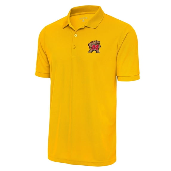 Men's Antigua Gold Maryland Terrapins Secondary Logo Legacy Pique Polo