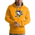 thumbnail image 1 of Men's Antigua Gold Pittsburgh Penguins Logo Victory Pullover Hoodie, 1 of 1
