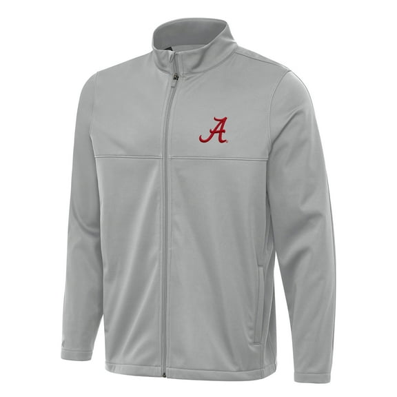 Men's Antigua Gray Alabama Crimson Tide Links 2 Full-Zip Golf Jacket